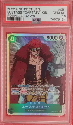Eustas Captain Kid RC HOLO 2022 One Piece JPN Romance Dawn #51 PSA 10 Gem Mint - Image 1