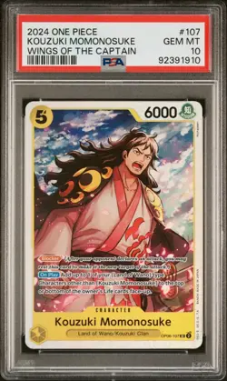2024 One Piece Wings Of The Captain OP06-107 Kozuki Momonosuke SR PSA 10 - Image 1