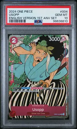 Usopp (English Version 1st Anniversary Set) OP01-004 One Piece Promo PSA 10 - Image 1