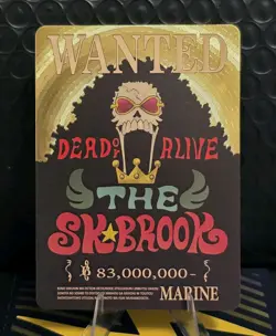 One Piece The SK Brook WANTED Gold Foil Fan Art Collector Card TCG - Image 1
