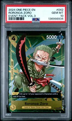 2024 ONE PIECE P-042 CHAMPIONSHIP EVENT PACK VOL 3 PROMO RORONOA ZORO PSA 10 - Image 1