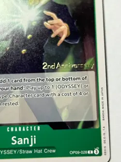 Sanji OP09-028 One Piece 2nd Anniversary Pre-Release Tournament 2024 - Image 3