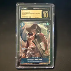 Dracule Mihawk OP07-044 Promo One Piece Card Game Seven Warlords CGC PRISTINE 10 - Image 1