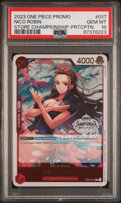 2023 NICO ROBIN Store Championship Participant English One Piece PSA 10 OP01-017 - Image 1