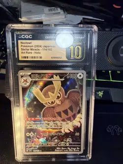 CGC 10 Pristine Noctowl 114/102 AR Art Rare Stellar Miracle sv7 Pokemon Card - Image 1
