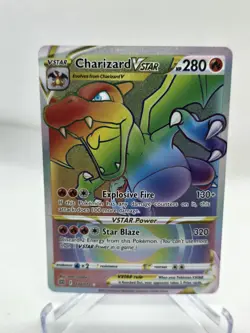 Pokemon TCG Charizard VSTAR Rainbow Secret Rare Card Brilliant Stars 174/172 NM - Image 1