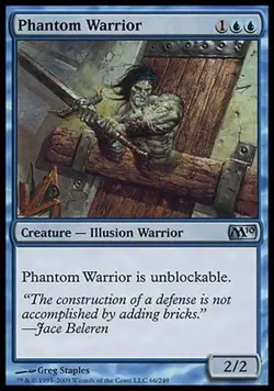 1x FOIL Phantom Warrior M10 MtG Magic Blue Uncommon 1 x1 Card Cards - Image 1