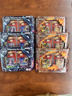 (6) One Piece Card Game Illustration Box (3) Vol 5 & (3) Vol 6 - 24 Total Packs - Image 1