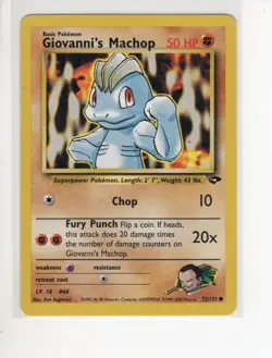 GIOVANNI'S MACHOP GYM CHALLENGE SET POKEMON CARD 72/132 LP - Image 1