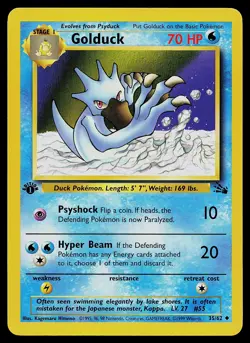 Pokemon Card - Golduck Fossil 35/62 Uncommon 1st Edition - Image 1
