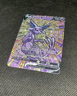 CUSTOM MADE Espeon Shiny/ Holo Pokemon Card Full/ Alt Art Stained Glass NM 1 - Image 3