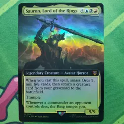 Sauron, Lord of the Rings Extended Art Foil 0092 MTG Lord of the Rings NM - Image 1
