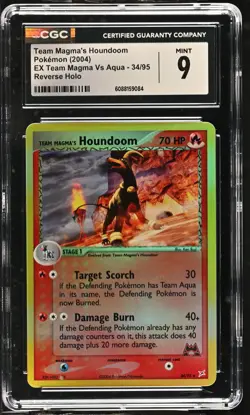 CGC 9 Team Magma's Houndoom EX Vs Aqua 34/95 Reverse Holo Pokemon Card - Image 1