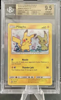 Pikachu SM162 Team Up Blister Black Star Promo Mimikyu Pokemon BGS 9.5 - Image 1