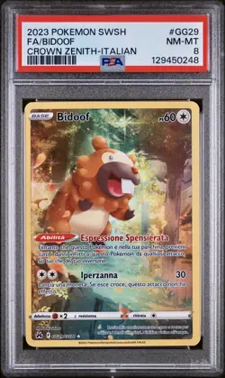 POKEMON PSA 8 BIDOOF FULL ART GG29/GG70 ZENIT REGALE ITALIANO 2023! - Image 1