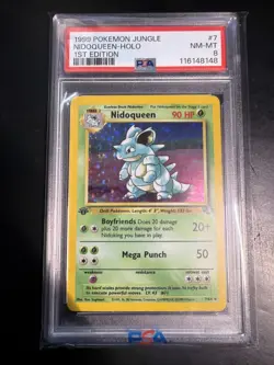 PSA 8 NM MT 1999 POKEMON JUNGLE NIDOQUEEN HOLO 1ST EDITION #7 - Image 1
