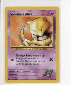 GYM HEROE'S SET SABRINA'S ABRA POKEMON CARD 91/132 EX/NM - Image 1
