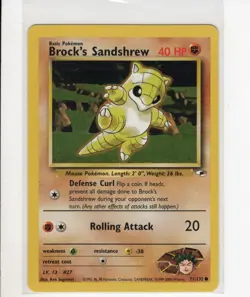 GYM HEROE'S SET BROCK'S SANDSHREW POKEMON CARD 71/132 EX/NM - Image 1
