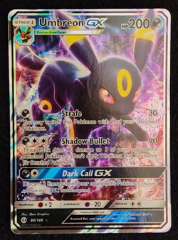 2017 Pokemon Sun and Moon Base Umbreon GX #80/149 Ultra Rare EX-NM - Image 1