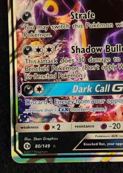 2017 Pokemon Sun and Moon Base Umbreon GX #80/149 Ultra Rare EX-NM - Image 5