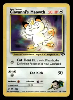 Giovanni's Meowth 74/132 Common Gym Challenge WOTC Pokemon MP - Image 1