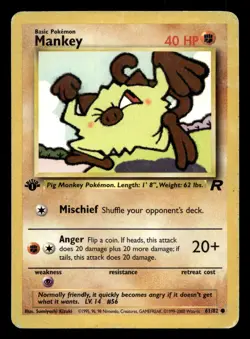 Mankey 61/82 Common Team Rocket 1st Edition WOTC Pokemon MP - Image 1