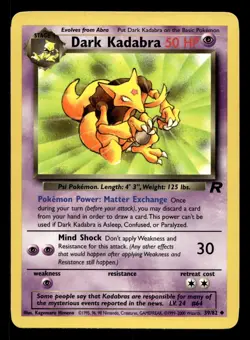 Dark Kadabra 39/82 Uncommon Team Rocket WOTC Pokemon MP - Image 1