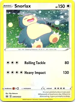 Pokemon TCG Snorlax Holo SWSH032 PROMO Black Star - Image 1