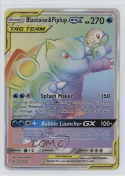 Secret - Blastoise & Piplup GX Pokemon Sun & Moon Cosmic Eclipse #253 - Image 1