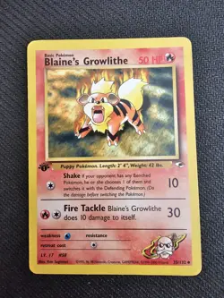 Pokemon TCG Blaine's Growlithe 1st Edition 35/132 Gym Heroes LP / MP - Image 1
