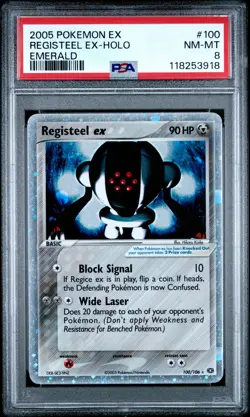 2005 POKEMON EX EMERALD #100 REGISTEEL EX-HOLO PSA 8 - Image 1