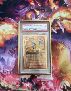 2021 Pokemon Charizard Celebrations Metal Gold UPC Ultra Premium 4/102 PSA 1 PR - Image 1