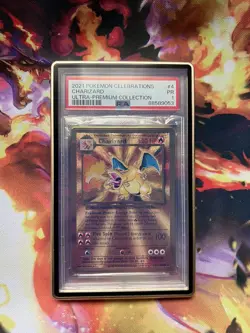 2021 Pokemon Charizard Celebrations Metal Gold UPC Ultra Premium 4/102 PSA 1 PR - Image 2