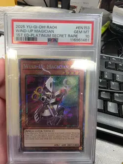 2025 YU-GI-OH RA04-EN153 Wind-up Magician 1st Ed-Platinum Secret rare PSA 10 - Image 1