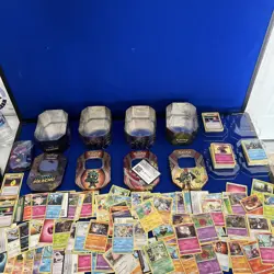 5 pc lot Pokemon Tin/ Mini Tin Lot with 150+ Cards - Image 2