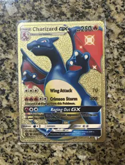 Blue Charizard GX HP250 Gold Pokemon Card - Image 1