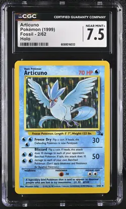CGC 7.5 Articuno 1999 Fossil 2/62 Holo Pokemon Card - Image 1
