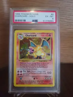 PSA 6 EX MT MINT 1999 Pokemon 4/108 Holo Charizard Base Set Card #57210B - Image 1