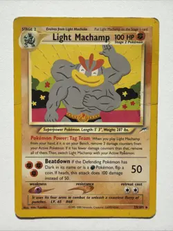Pokemon TCG Light Machamp 25/105 Neo Destiny Rare WOTC -Heavily Played - Image 1