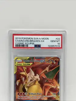 2019 Pokemon Sun & Moon Charizard Braixen GX Cosmic Eclipse #22/236 PSA 10 - Image 2