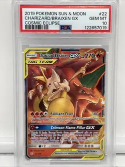 2019 Pokemon Sun & Moon Charizard Braixen GX Cosmic Eclipse #22/236 PSA 10 - Image 3