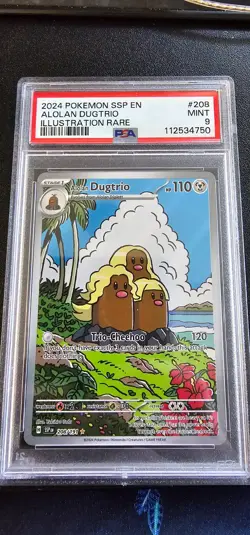 2024 Pokemon Alolan Dugtrio Illustration Rare #208/191 Surging Sparks PSA 9 - Image 1