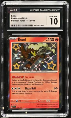Pokemon TCG - Entei #112 - Shiny Rare - Paldean Fates - CGC 10 - GEM MINT - Image 1