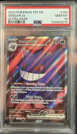 Pokemon PSA 10 GEM MT Gengar ex 193/162 Temporal Forces FA Holofoil 2024 S#6924 - Image 1