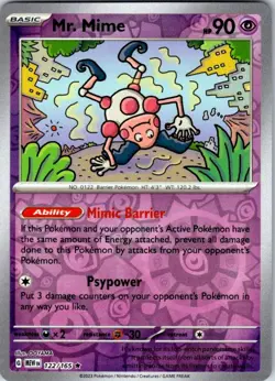 Pokemon | SV: Scarlet & Violet 151 | Mr. Mime - | 122/165 | Reverse Holo | NM - Image 1