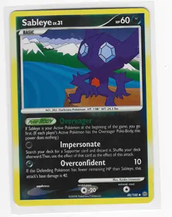 2008 Pokemon Stormfront Reverse Holo Sableye 48/100 NM - Image 1