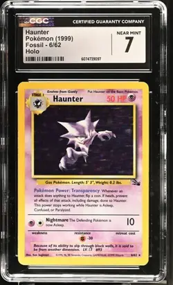 1999 Pokemon Fossil Unlimited Haunter Holo CGC 7 NEAR MINT - Image 1