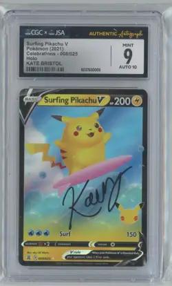 2021 Sword & Shield - Celebrations Surfing Pikachu V Auto CGC 9 Basic/Rare Holo - Image 1