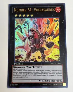 Number 61: Volcasaurus ZTIN-EN002 - Ultra Rare NM 1st Edition Yugioh - Image 1