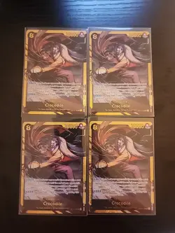 One Piece TCG 4x Crocodile -OP14-120 SEC The Azure Sea's Seven Foil PLAYSET - Image 1